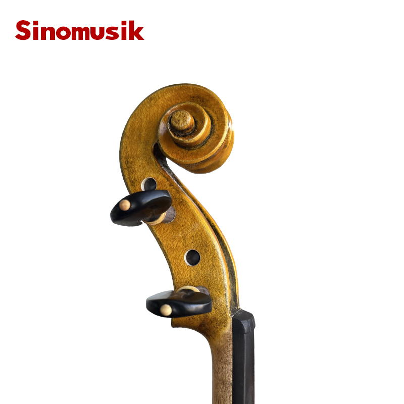 Hand Painted Relic Finish Yellow Brown Antique Violin - Image 6