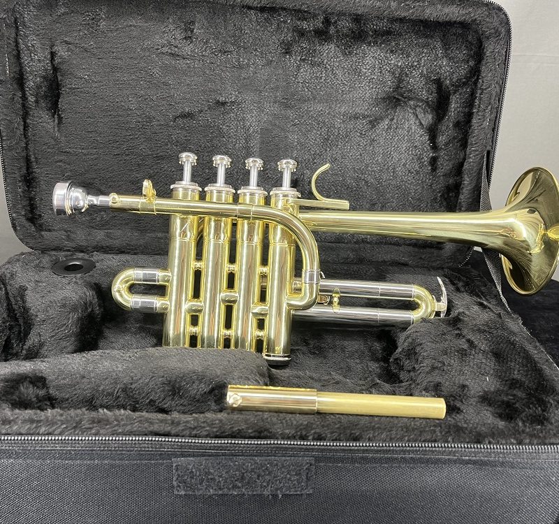 Gold Lacquer Brass Bb/A Tone Piccolo Trumpet