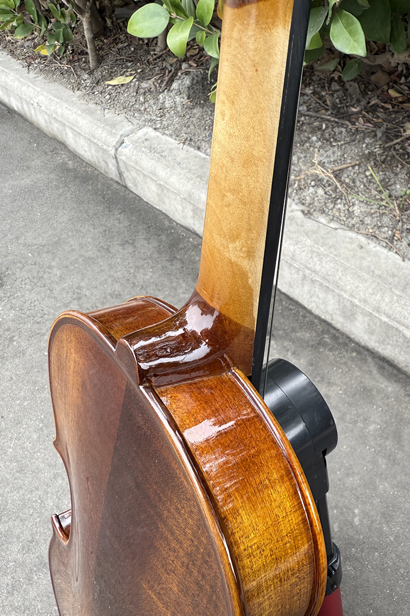 Glossy Red Brown Flame Maple Carved Spruce Violin - Image 5