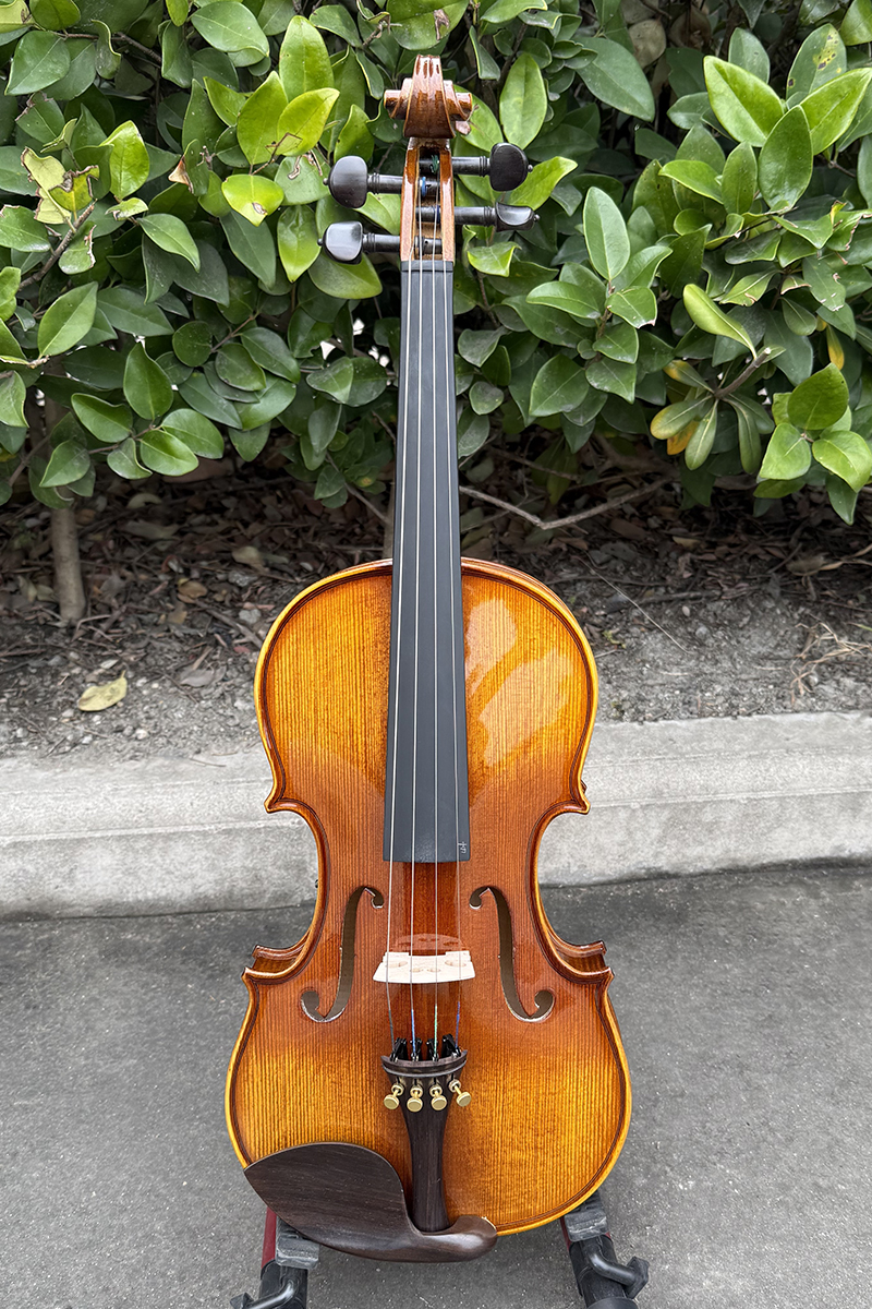 Red Brown One Piece Flame Maple Carved Spruce Violin - Image 2